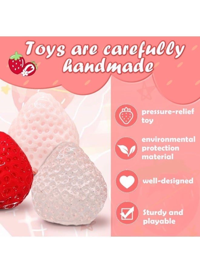 3 Pcs Strawberry Squishy Squeeze Toys for Stress Relief, Soft, Slow Rising Hand Toy, Soft and Squeezable Sensory Fidget Toys - Image 2